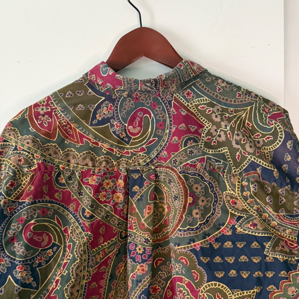 Vintage Nautica Mens Paisley Long Sleeve Cotton Button Up Boho Retro 70s Shirt M - Picture 4 of 8